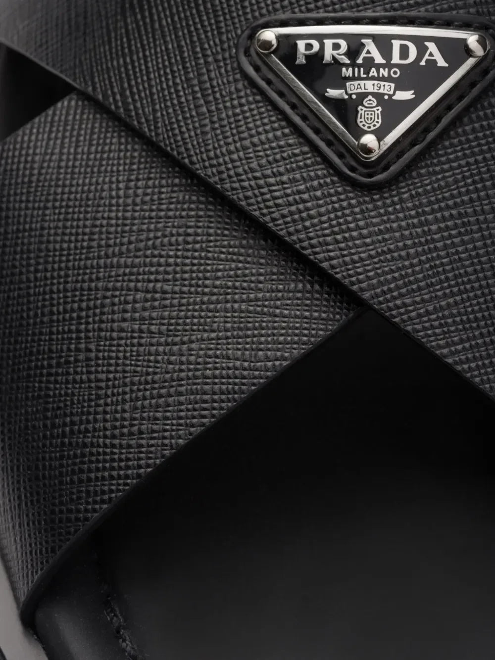 Prada cross-strap logo-triangle leather sandals