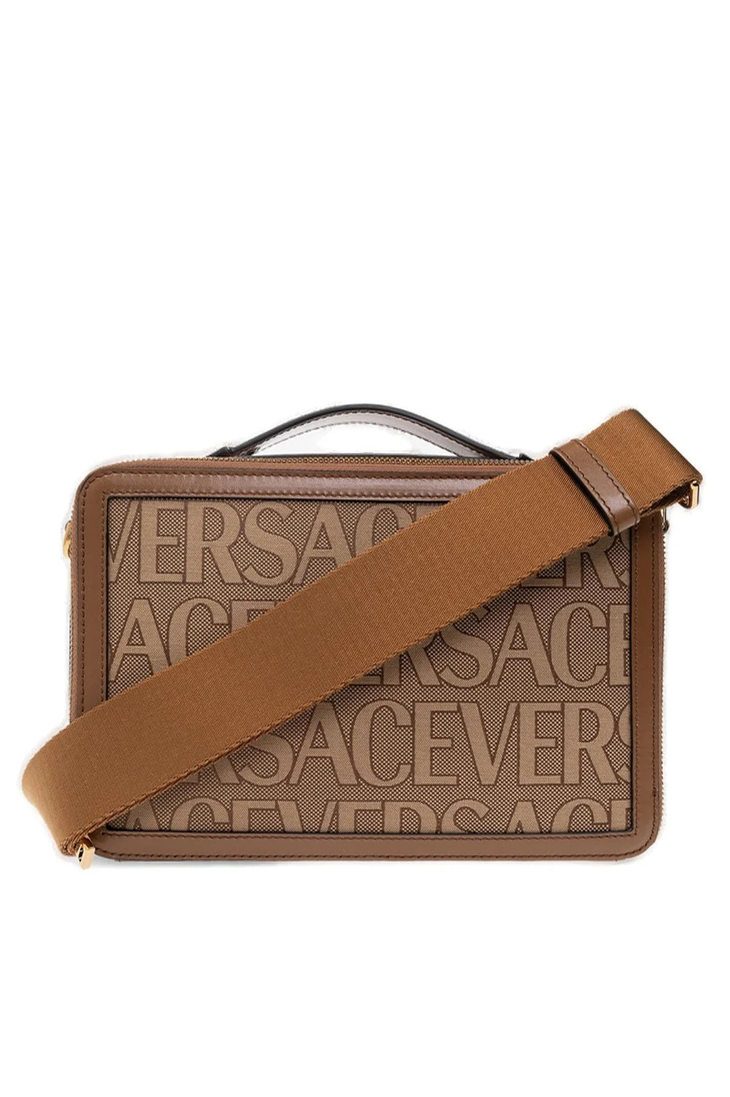 Versace Versace Allover Logo Zipped Messenger Bag