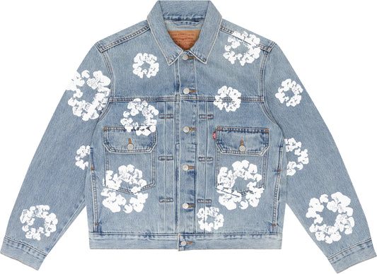 Veste camionneur Denim Tears Type II ALL OVER WREATH LIGHT WASH