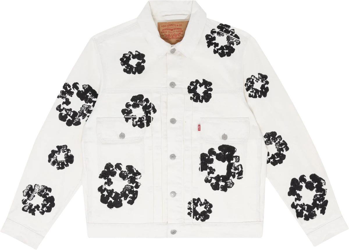 Denim Tears Type II Trucker Jacket ALL OVER WREATH WHITE