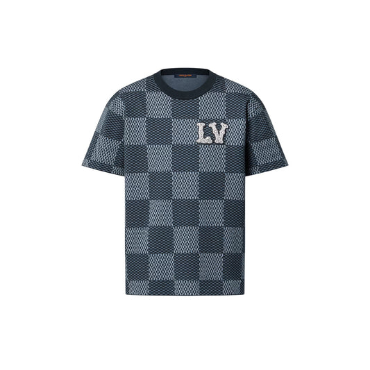 Louis Vuitton Damier Short-Sleeved Crewneck With LV Crystal Patch