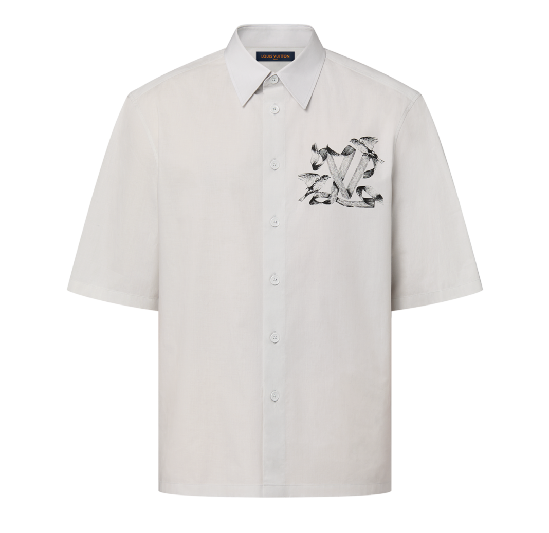 Camisa de algodón de manga corta estampada Louis Vuitton