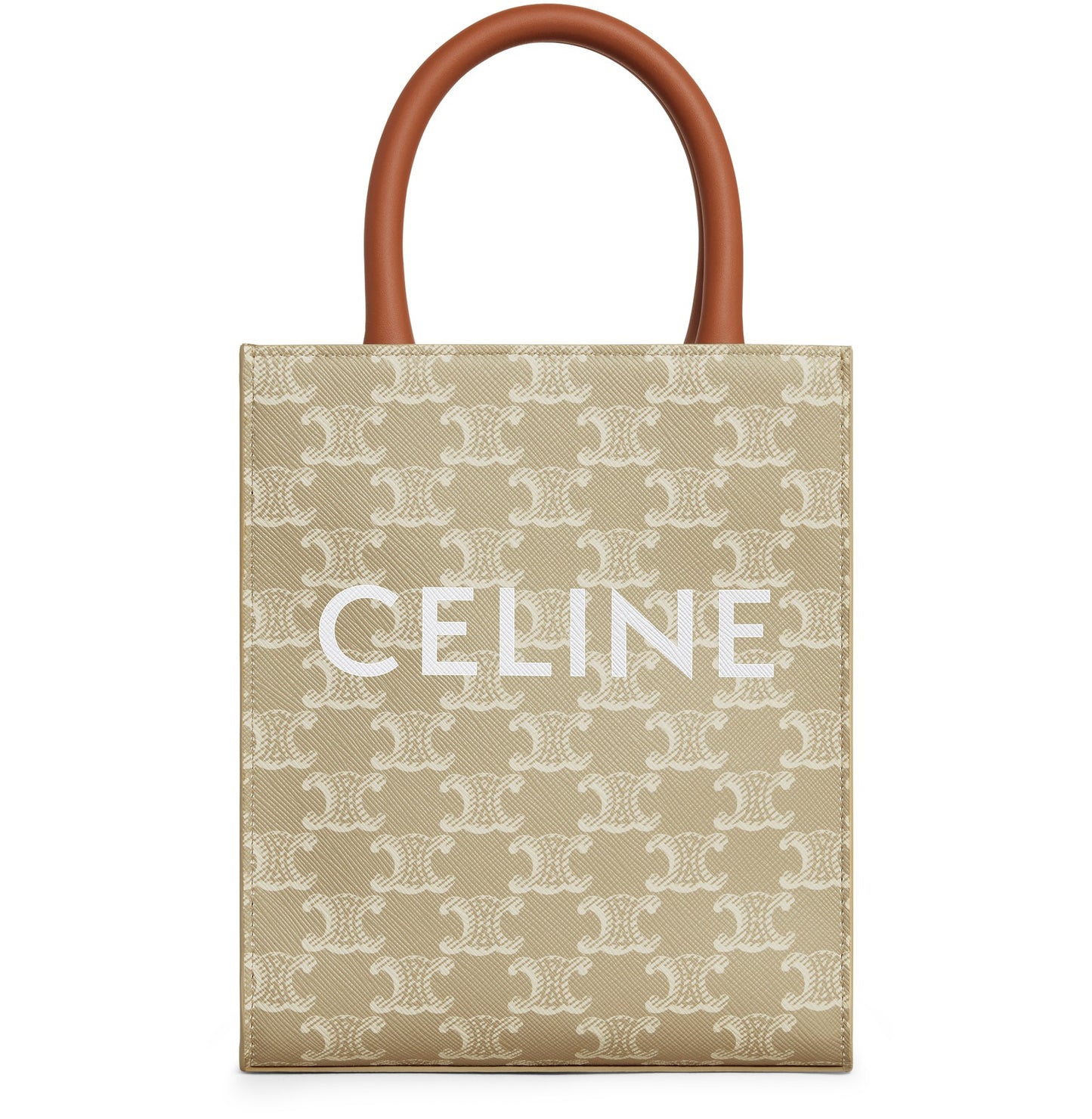 CELINE Mini cabas verticales de lona Triomphe y piel de becerro