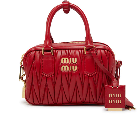 MIU MIU Sac matelassé Rouge Arcadie Poignée supérieure