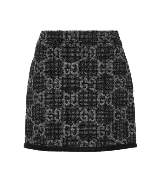 GUCCI GG wool and cotton tweed miniskirt