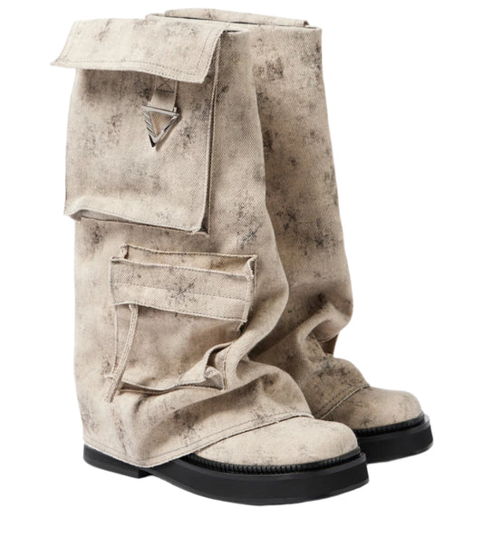 THE ATTICO Robin canvas combat boots