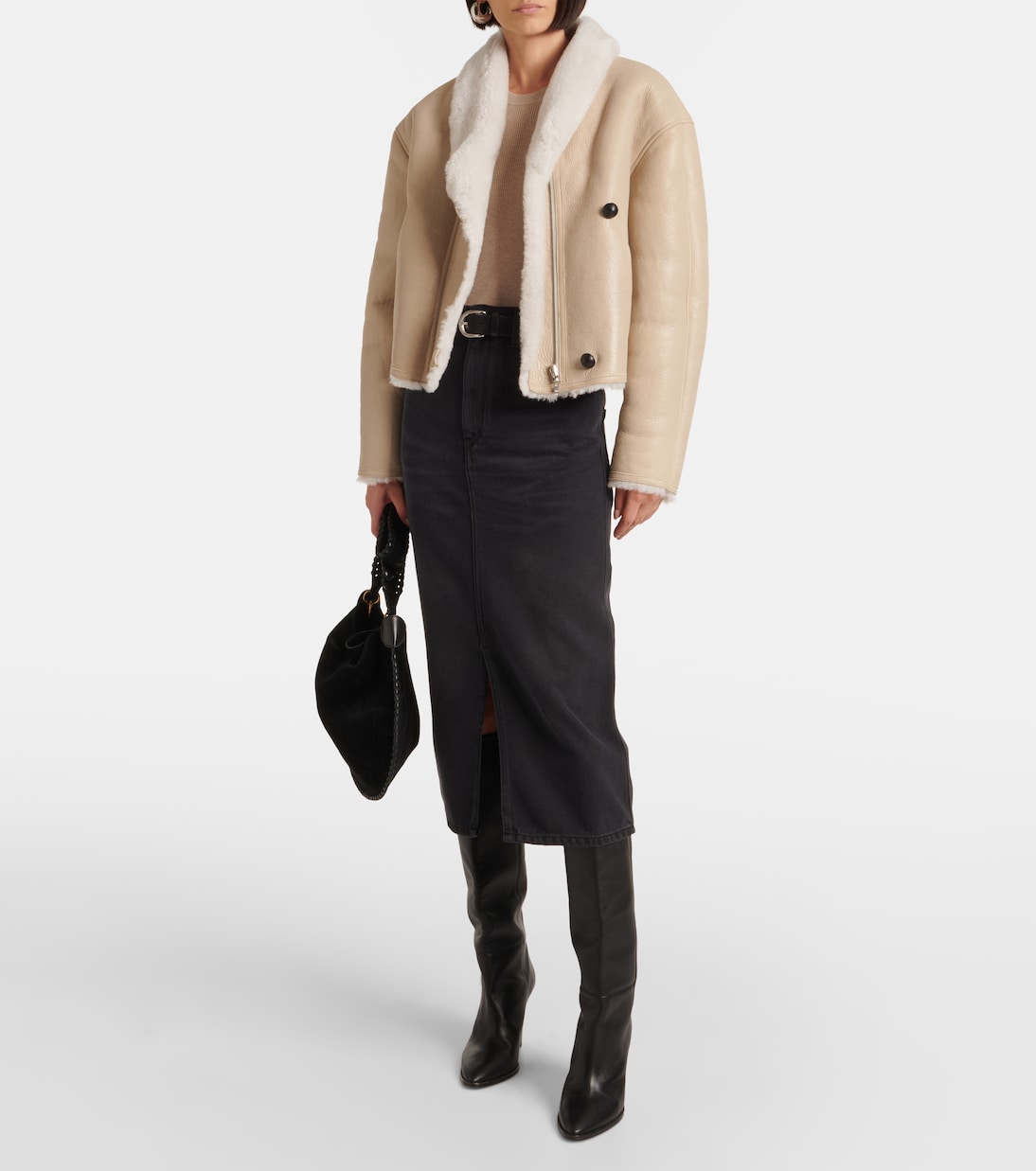 ISABEL MARANT Eriana shearling-trimmed leather jacket