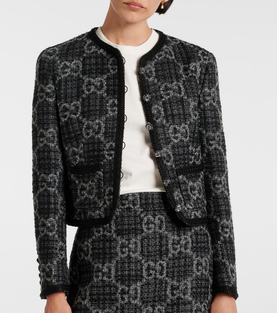 GUCCI GG single-breasted wool-blend tweed jacket