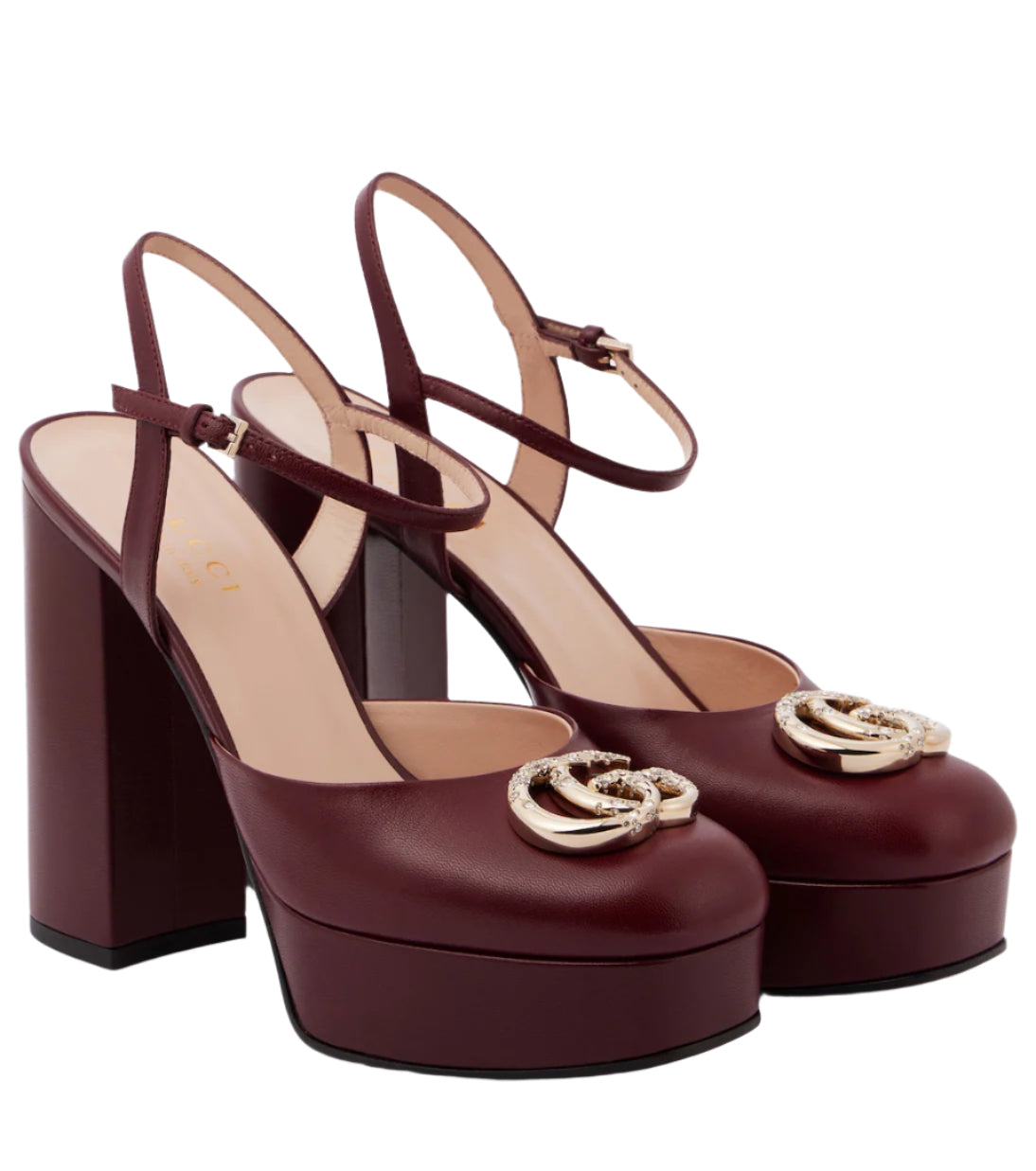 GUCCI Double G leather platform pumps