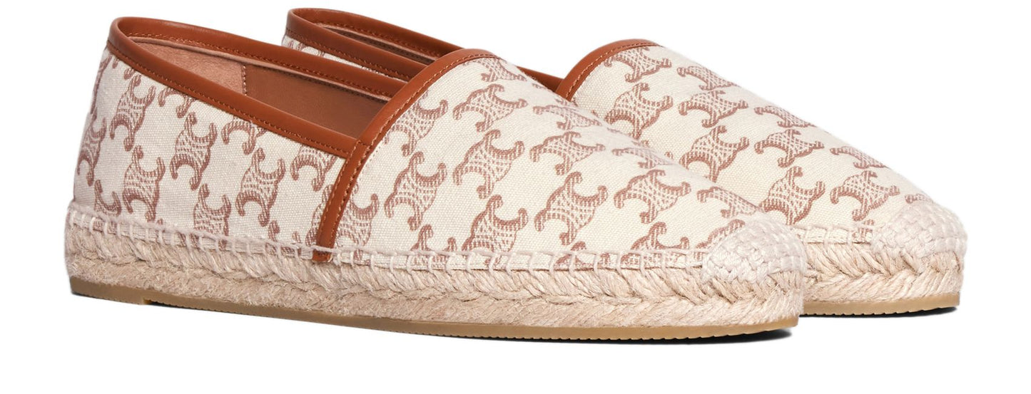 CELINE Flat espadrille with Triomphe signature in Triomphe canvas & calfskin