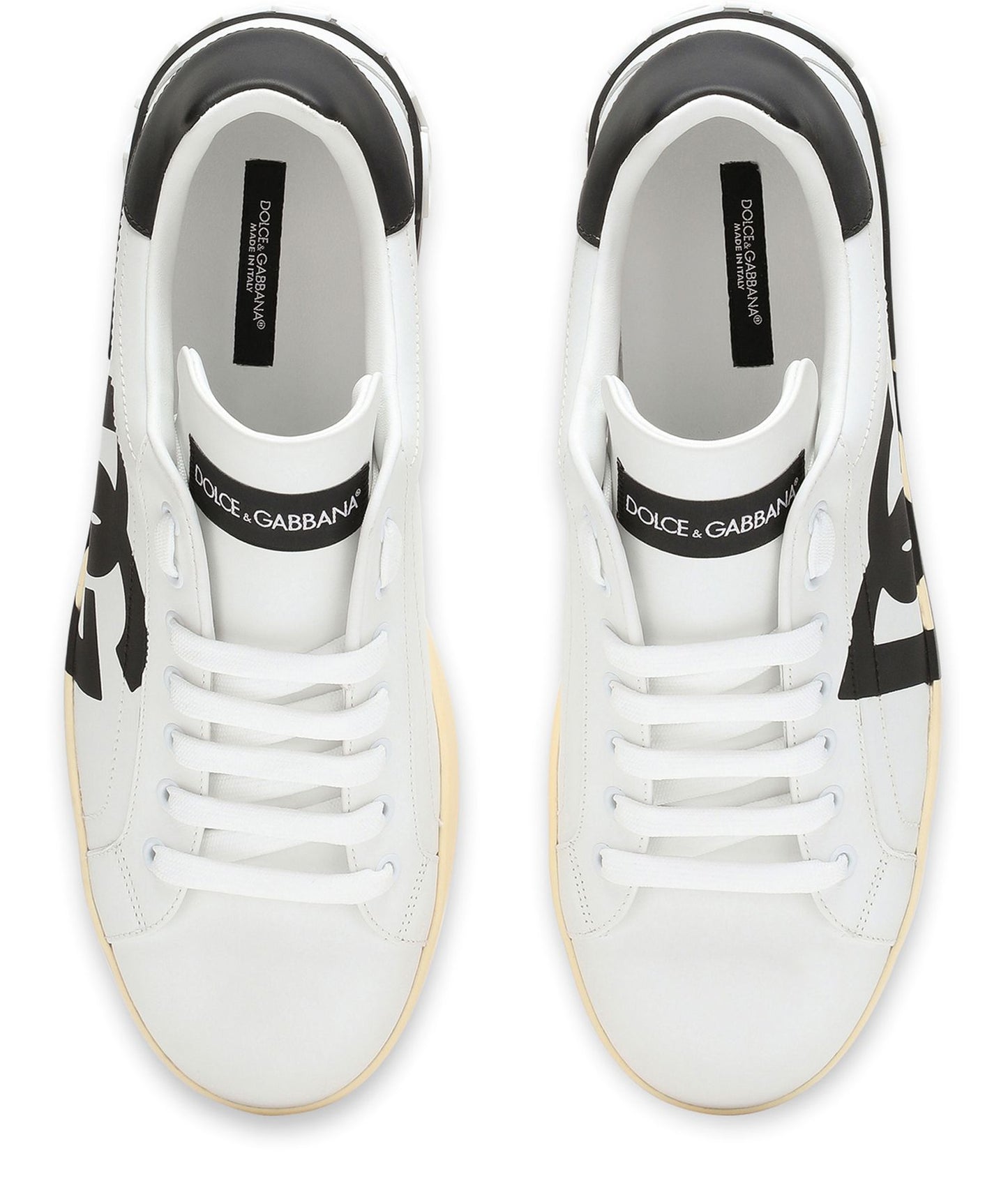 DOLCE & GABBANA Calfskin nappa Portofino sneakers with DG logo print