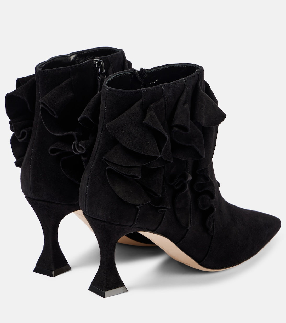 MANOLO BLAHNIK Pompa ruffled suede ankle boots