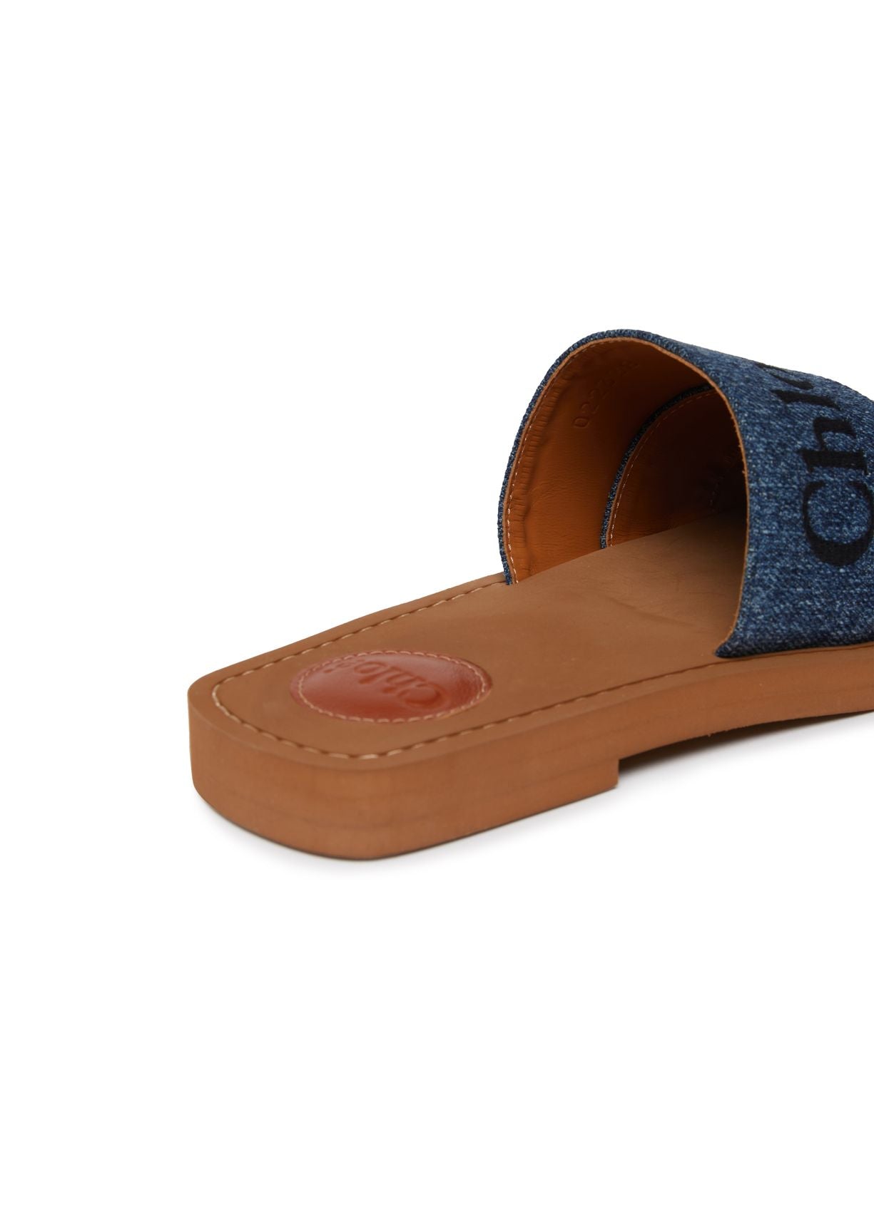 CHLOE Woody denim flat slides