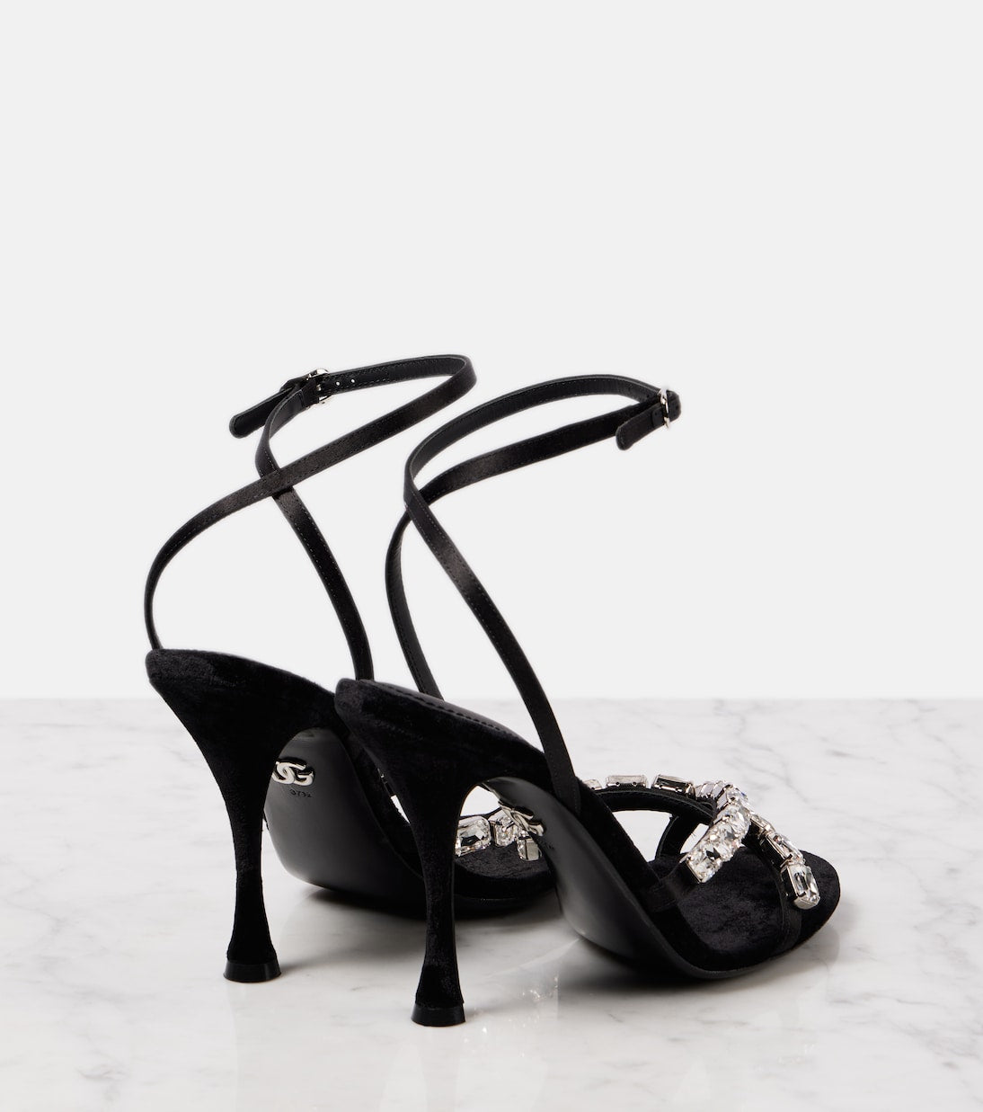 DOLCE&GABBANA Crystal-embellished satin sandals