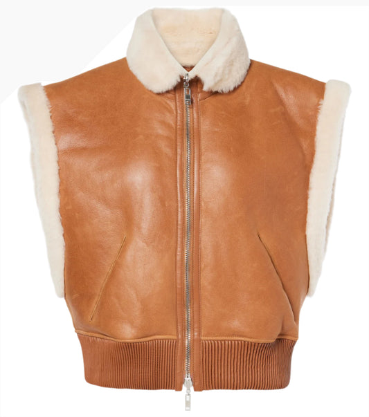 ISABEL MARANT Edwina shearling-trimmed leather vest