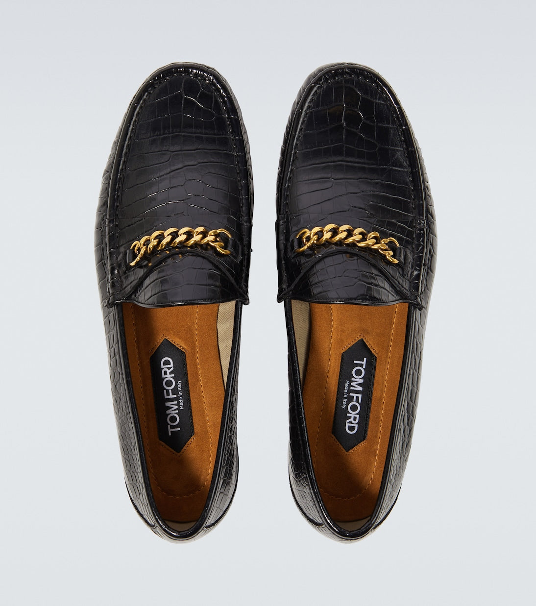 Tom Ford York Chain croc-effect leather loafers