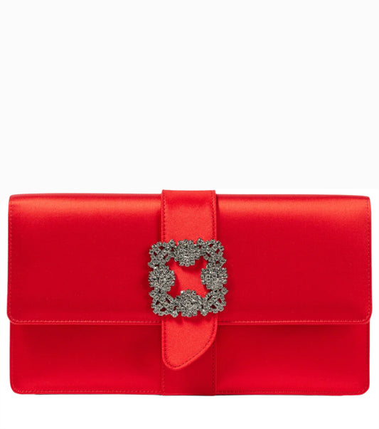 MANOLO BLAHNIK Capri embellished satin clutch