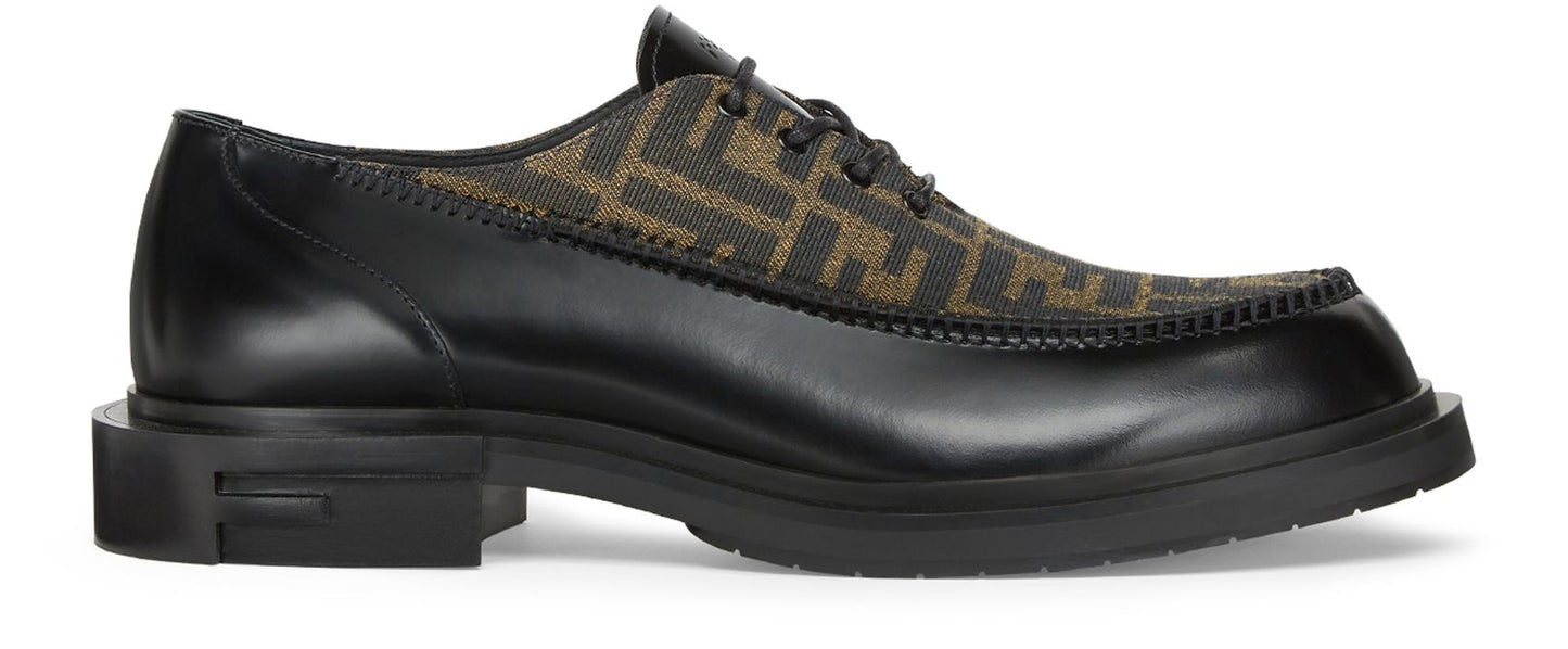 FENDI Leather Lace-ups In Tabacco Nero