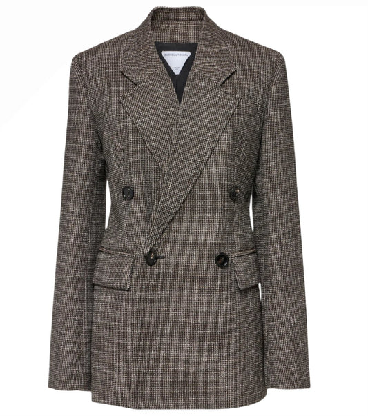 BOTTEGA VENETA Wool and cotton-blend mouliné blazer jacket