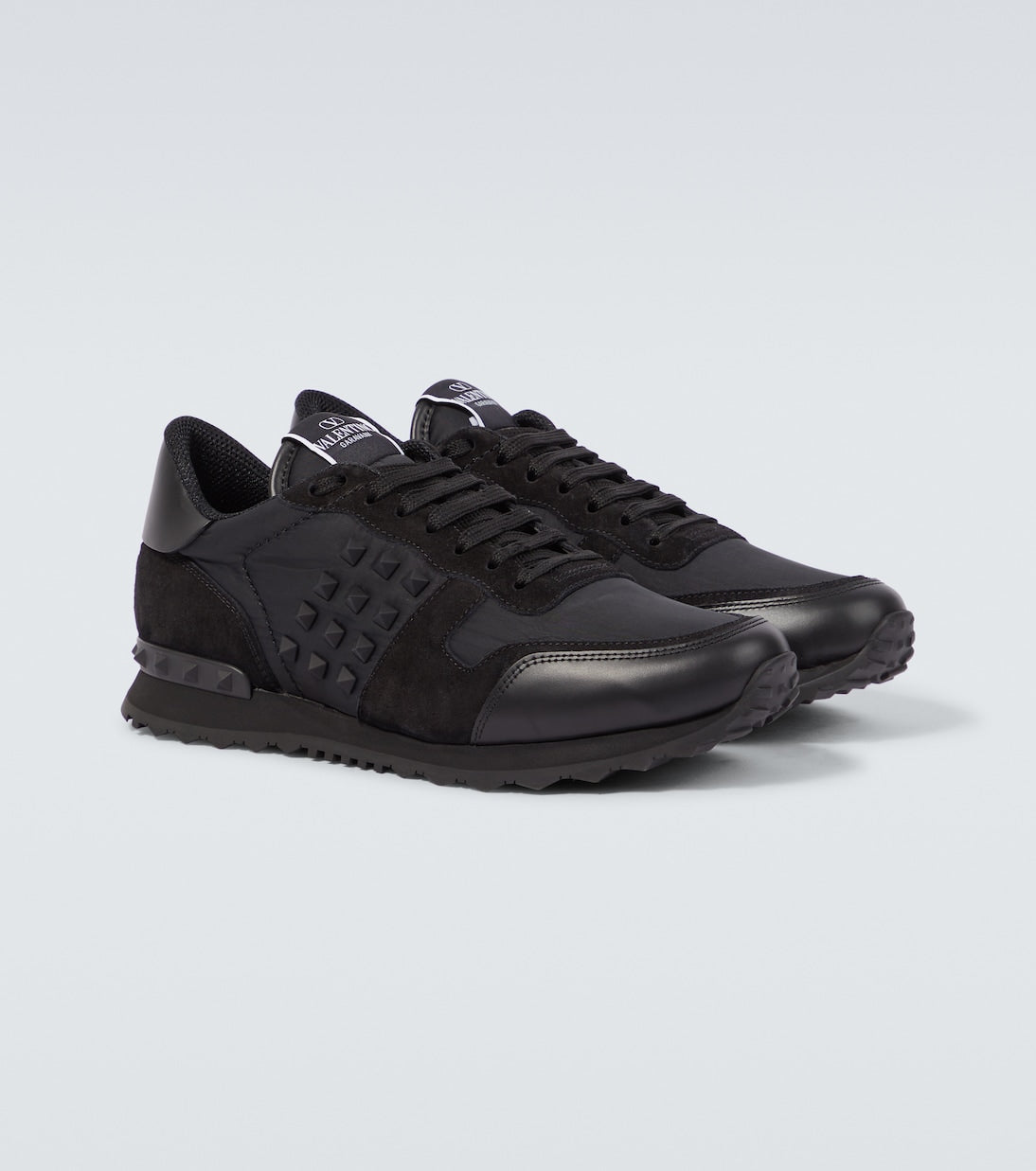 Valentino Garavani Rockstud leather-trimmed sneakers