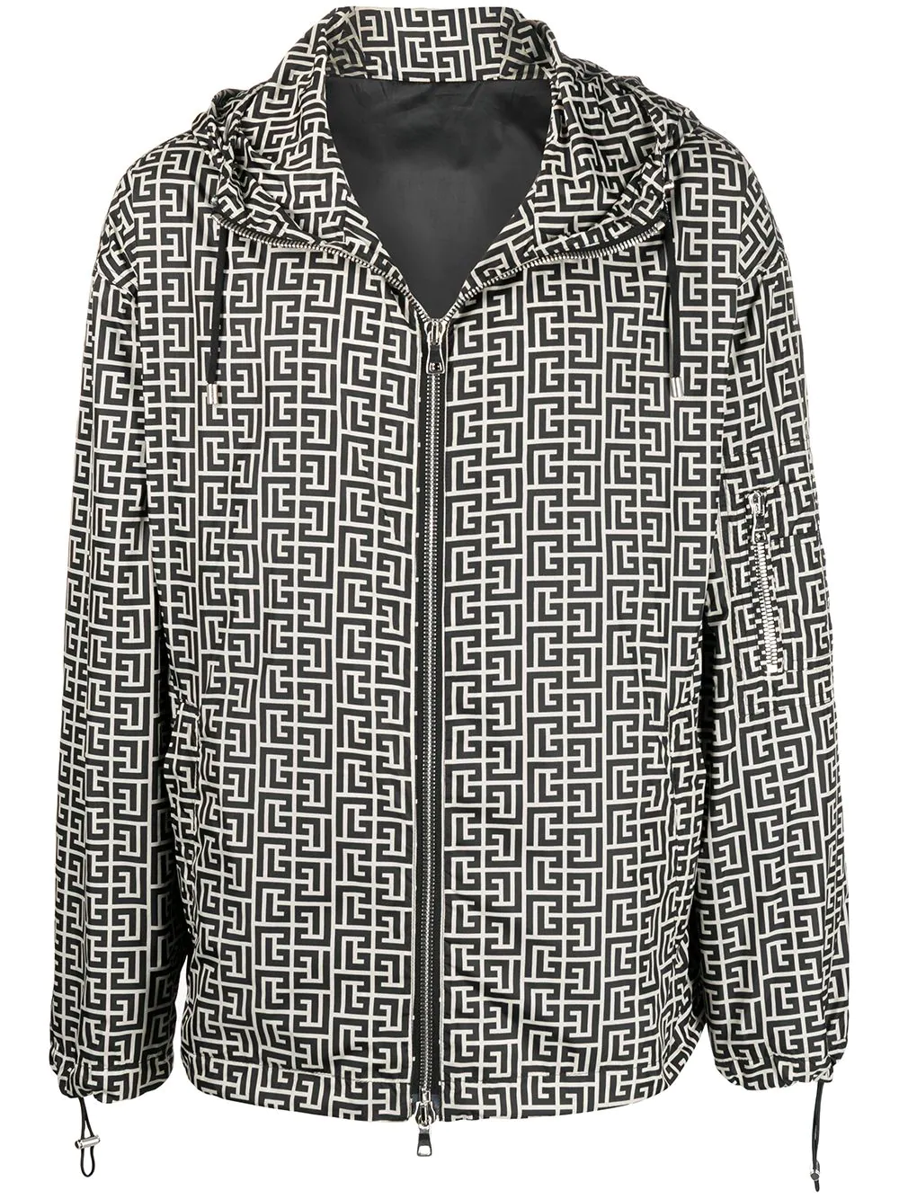 Balmain monogram print hooded jacket