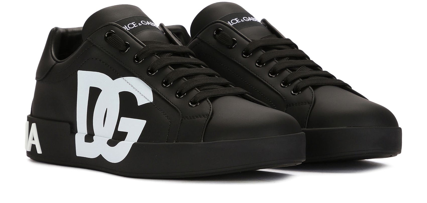 DOLCE & GABBANA Calfskin nappa Portofino sneakers with DG logo print