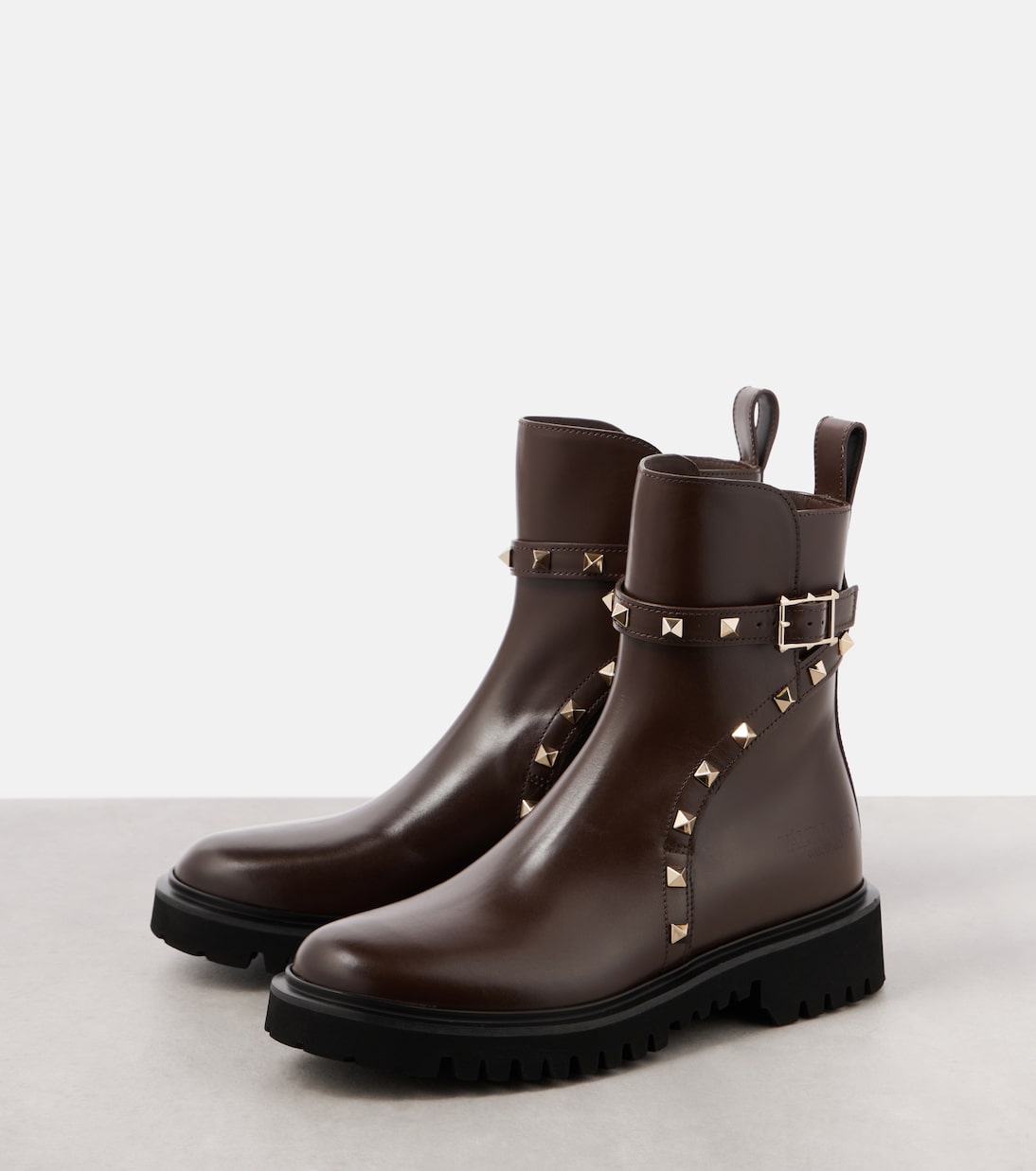 VALENTINO GARAVANI Rockstud 80 leather ankle boots