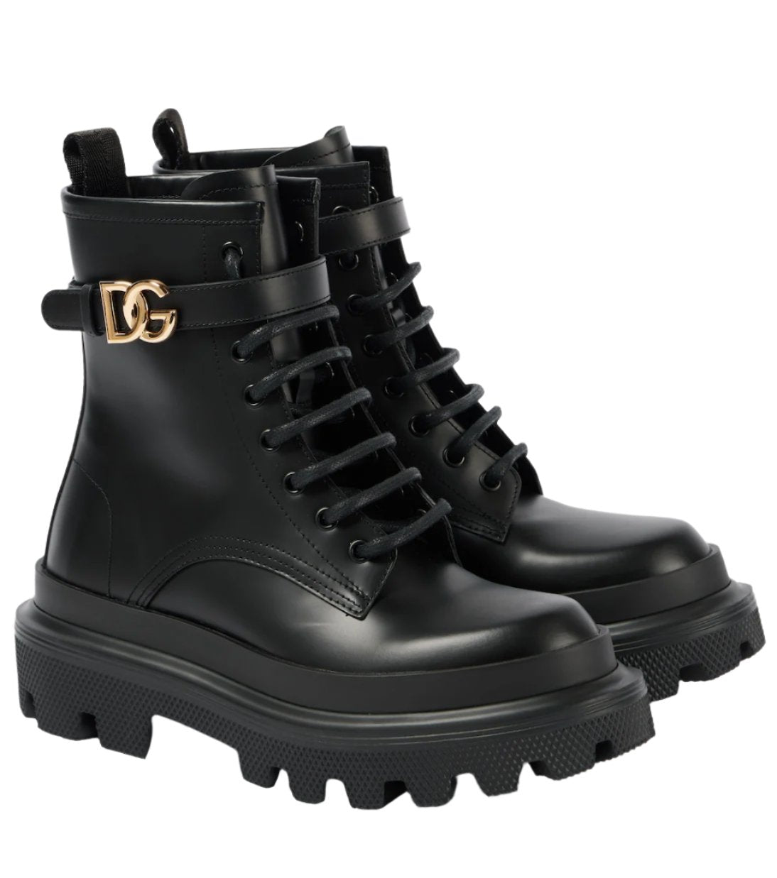 DOLCE&GABBANA Logo leather combat boots