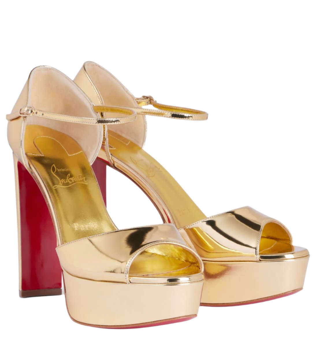 Christian Louboutin Sandaloo mirrored leather platform sandals