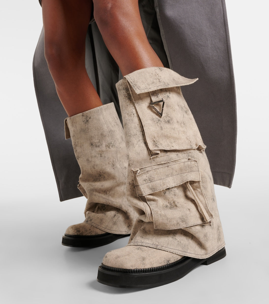 THE ATTICO Robin canvas combat boots