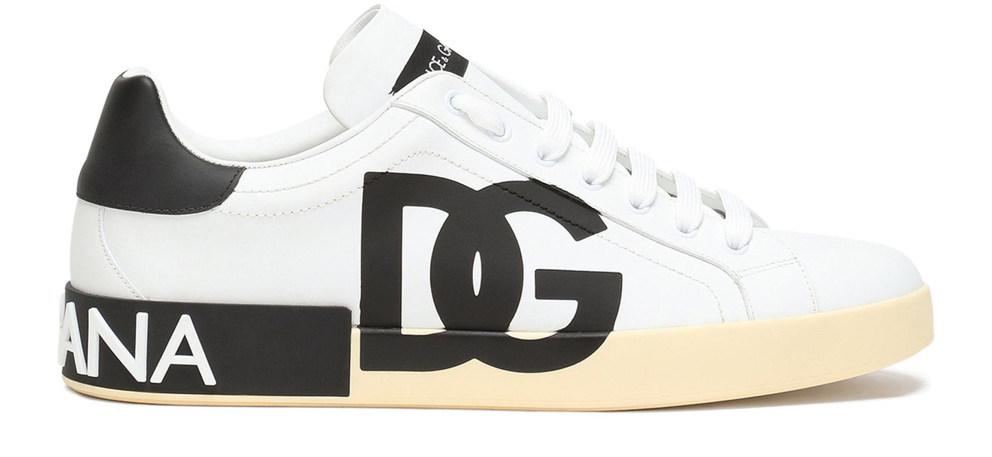 DOLCE & GABBANA Calfskin nappa Portofino sneakers with DG logo print