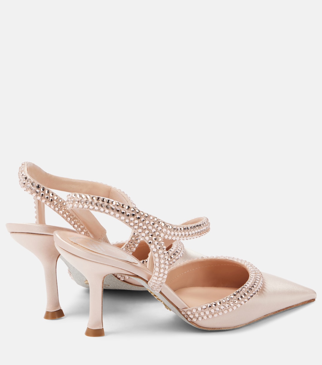 RENE CAOVILLA Lisa 80 embellished satin slingback pumps