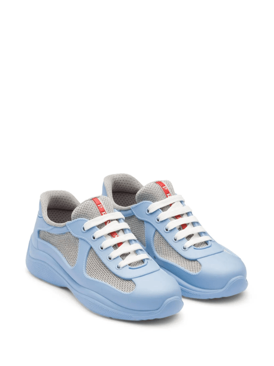 Prada America's Cup panelled light blue/medium grey sneakers