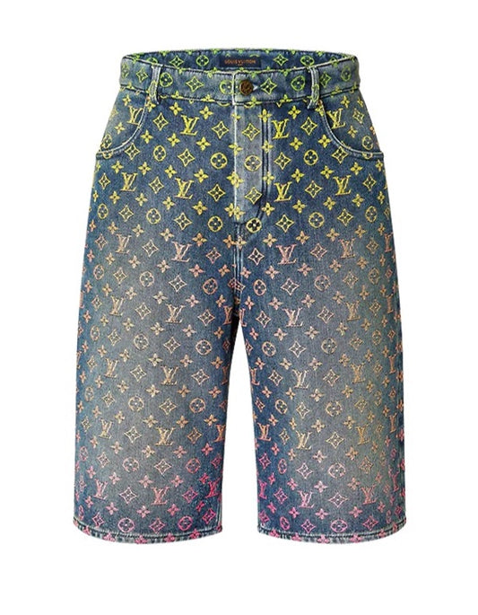 Louis Vuitton Monogram Pattern Denim Shorts 