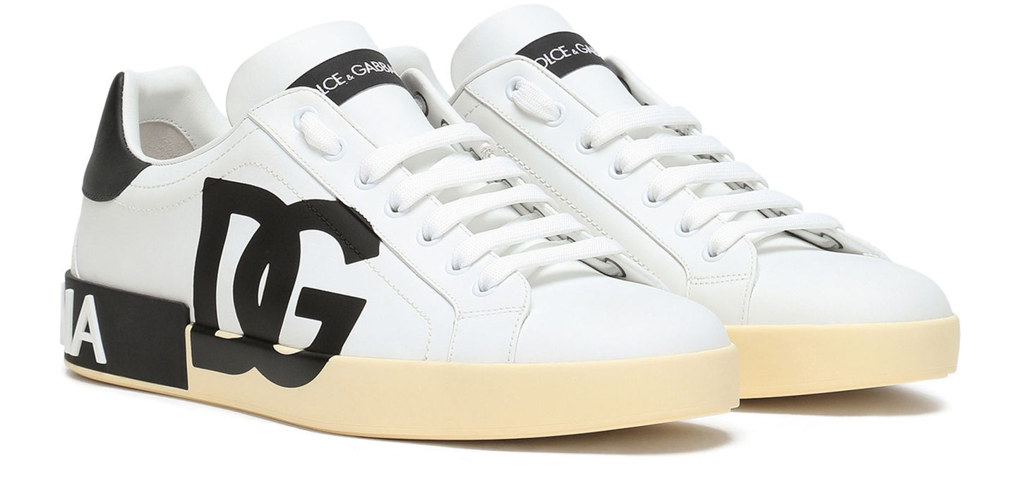 DOLCE & GABBANA Calfskin nappa Portofino sneakers with DG logo print