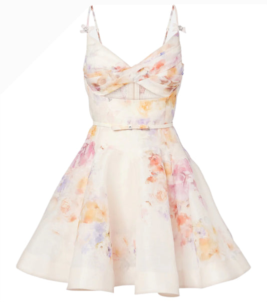 ZIMMERMANN Crush Twist floral linen and silk minidress