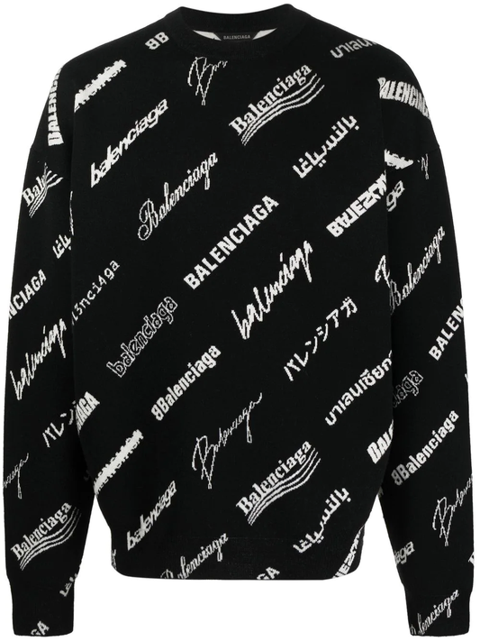 balenciaga logomania all over sweater