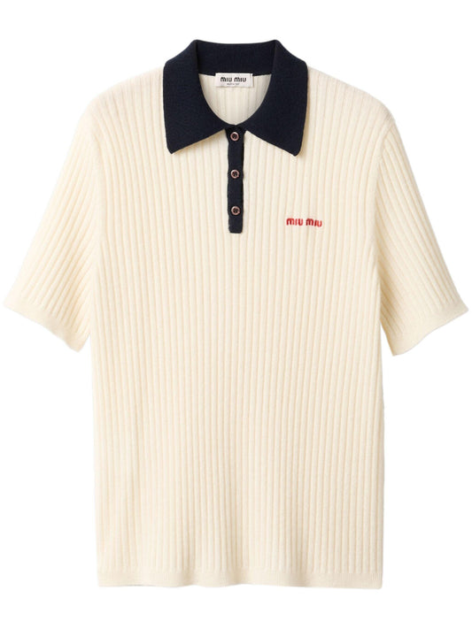 Miu Miu ribbed cashmere polo shirt