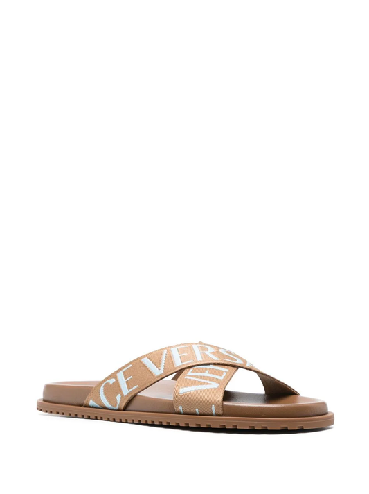 Versace  Allover crisscross strap sandals