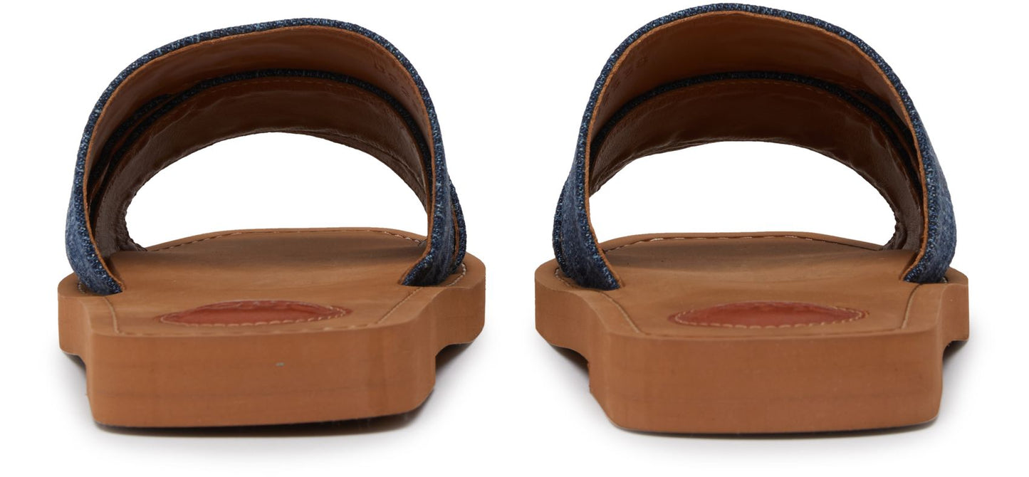 CHLOE Woody denim flat slides