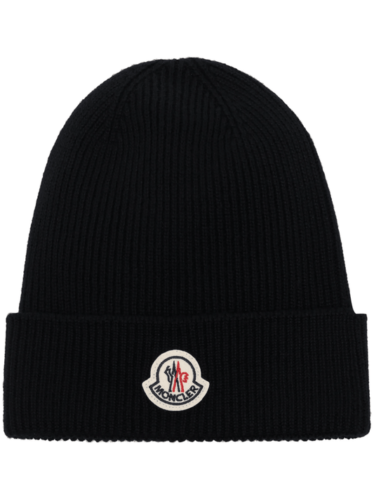 Moncler logo-patch knitted beanie