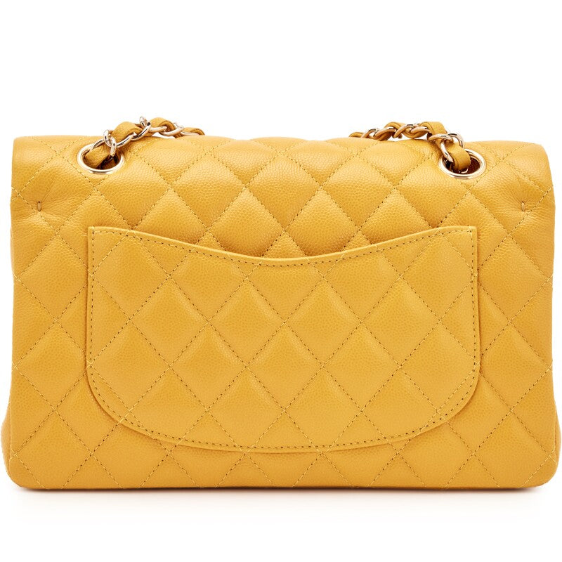 CHANEL CLASSIC Small Flap Caviar Yellow / Mustard Bag