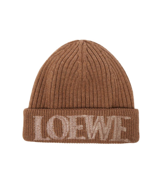 Loewe Logo ribbed-knit wool-blend beanie