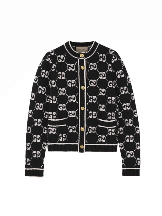 GUCCI Wool bouclé-jacquard cardigan