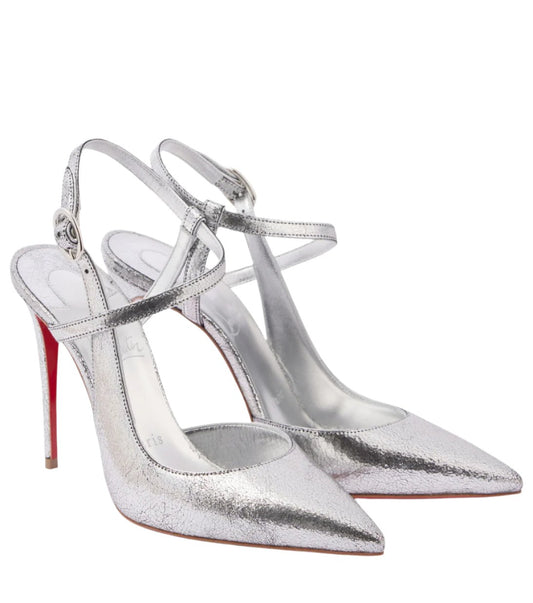 Christian Louboutin Jenlove 100 metallic leather slingback pumps