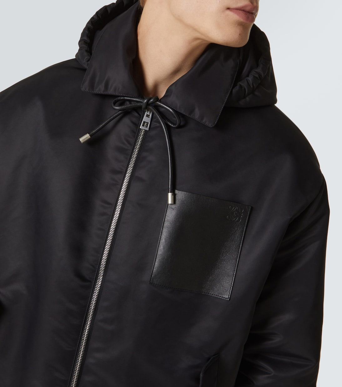 Loewe Hooded leather-trimmed jacket