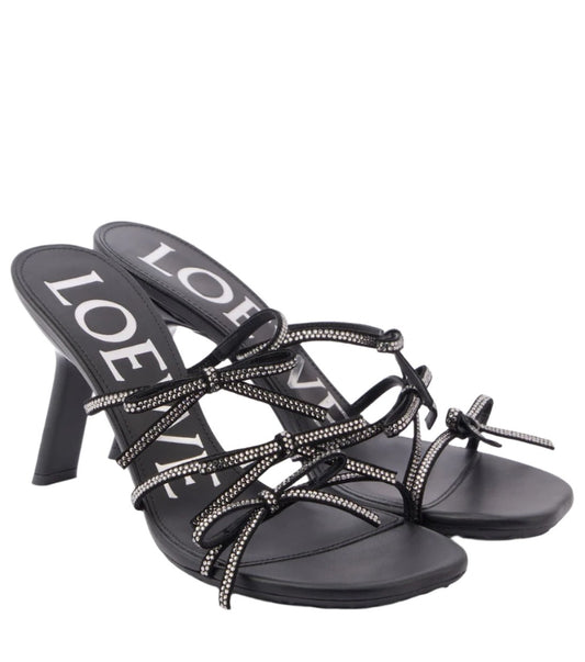 LOEWE Petal Bow embellished leather sandals