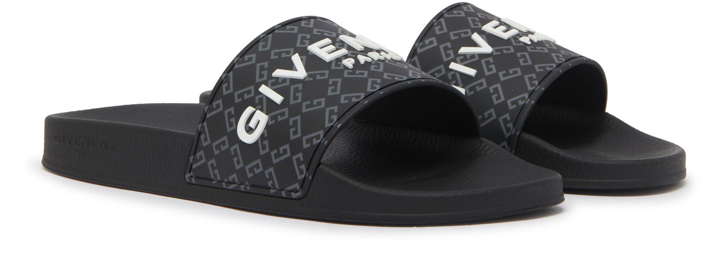 GIVENCHY Slide flat sandals in monogram 72 rubber