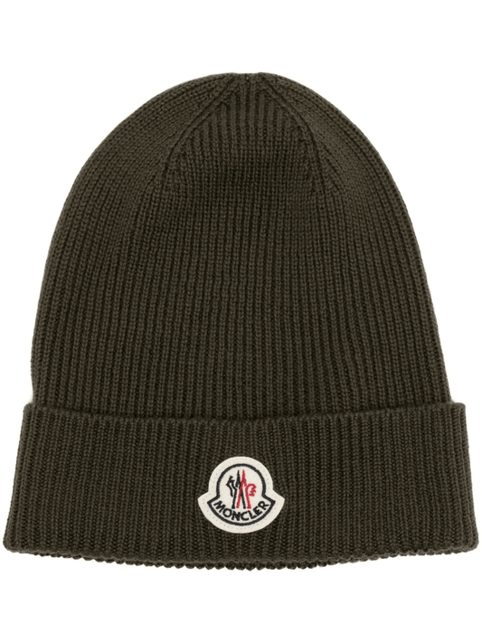 Moncler logo-patch knitted beanie