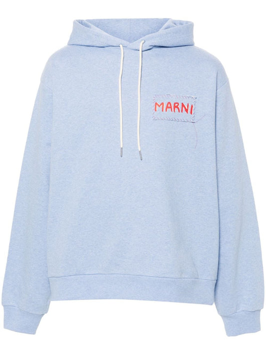 Marni logo-patch cotton hoodie